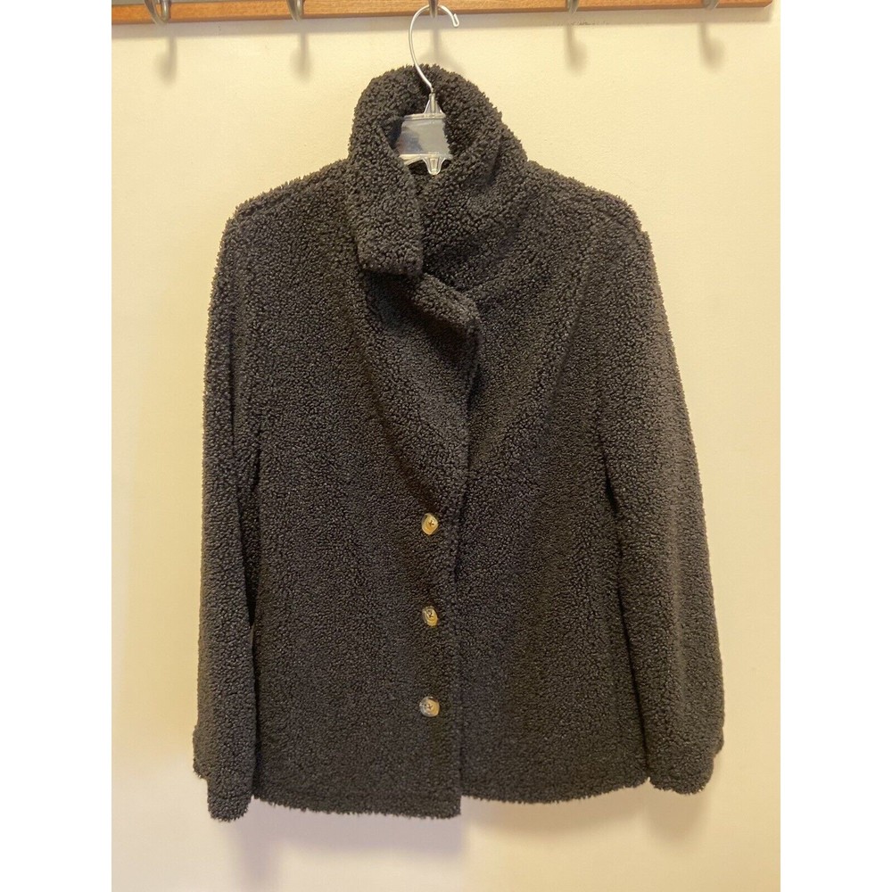 Sanctuary Black Peacoat Free Spirit Teddy Shacket Jacket Faux Size Medium